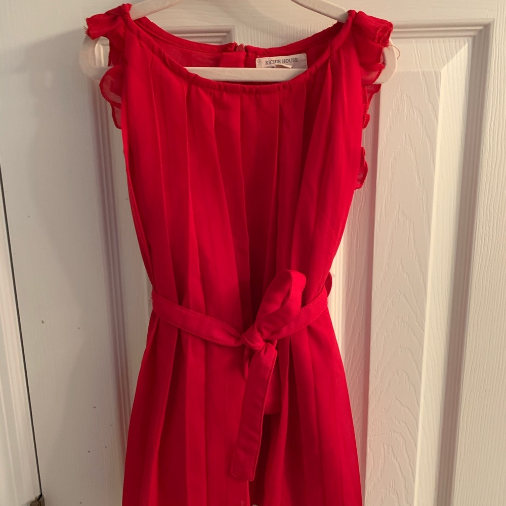 Richie House Red Flowy Holiday Dress Sz 3-4.